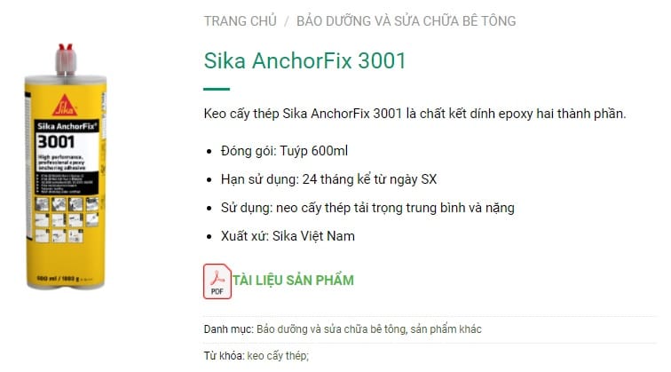 báo giá sika anchorfix 3001 giá rẻ