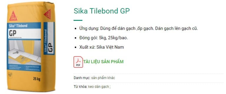 báo giá sika tilebond gp giá rẻ