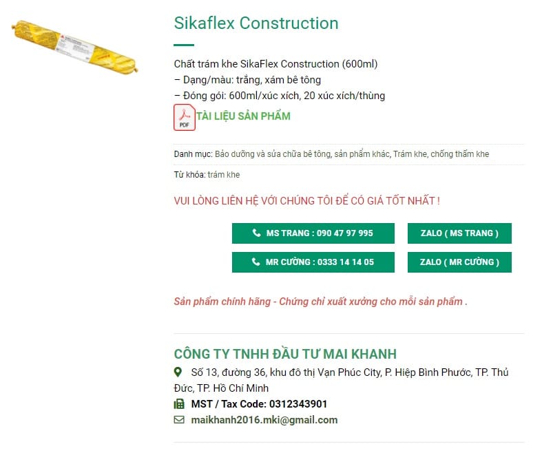 báo giá sikaflex construction