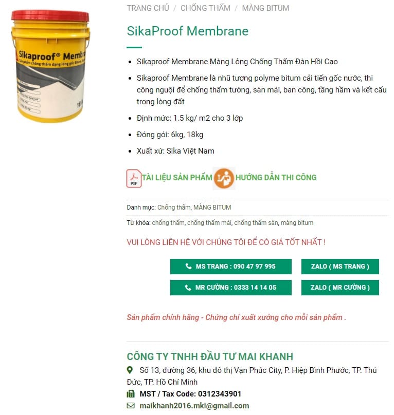 báo gia sikaproof membrane giá rẻ